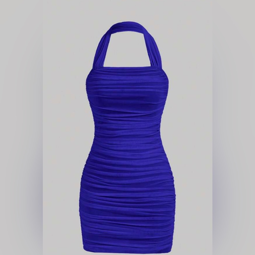 Royal Blue Bodycon Halter Dress